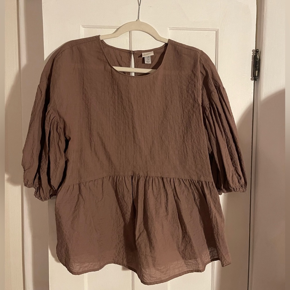 A New Day Brown Crinkle Blouse